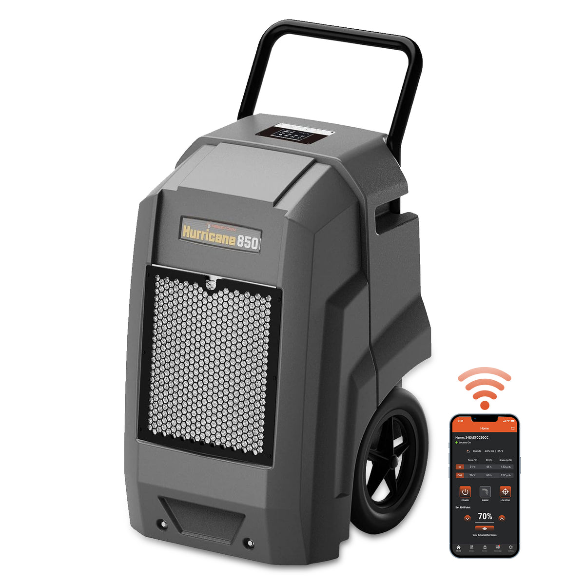 Abestorm 180 Pints Wi-Fi APP Controls Commercial Dehumidifiers | Hurricane 850 Grey WiFi