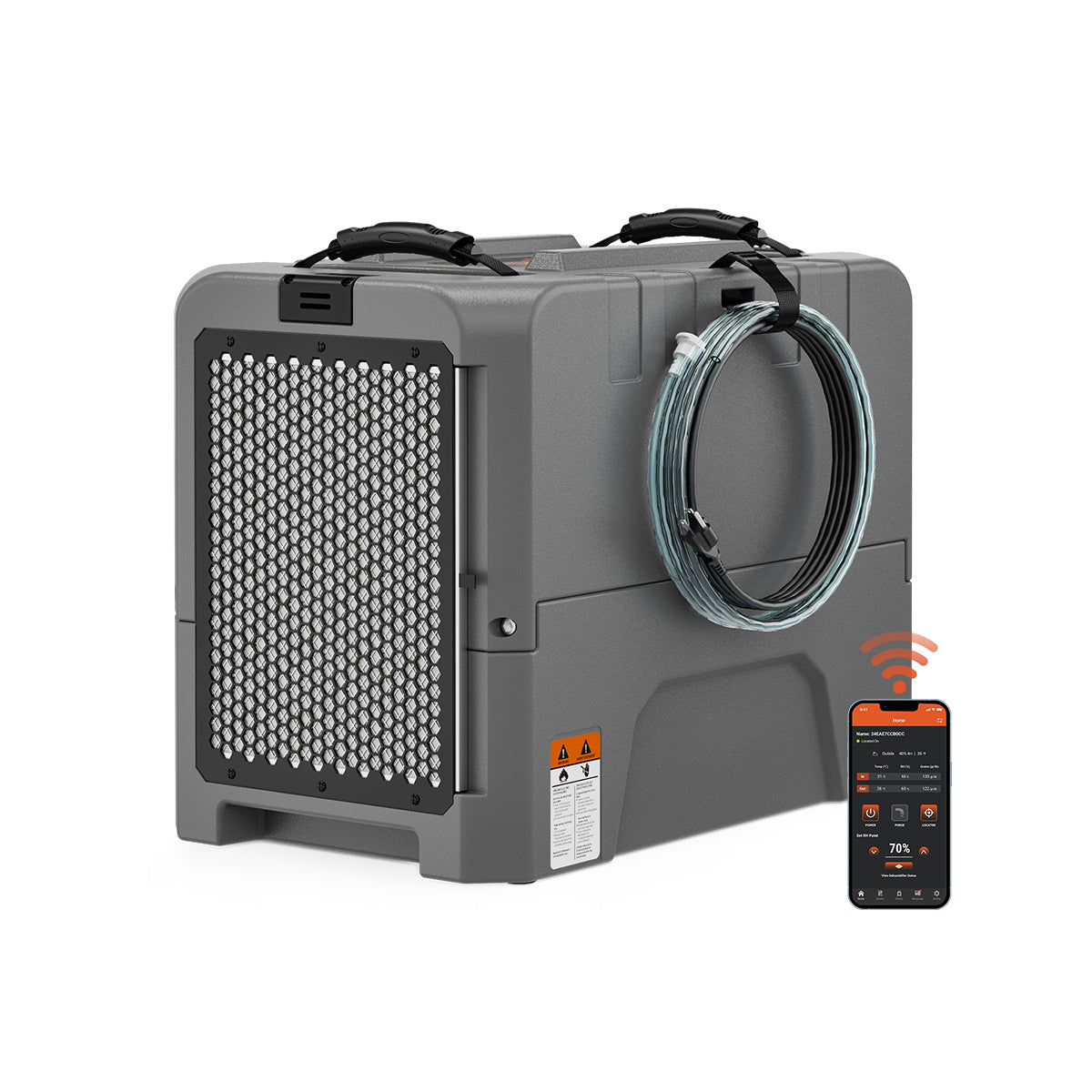 Abestorm 180 PPD 2,300 Sq.Ft Smart WIFI Commercial Dehumidifier with Pump and Drain Hose | Hurricane LGR85-Grey