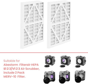 Abestorm MERV-10 Air Filter (2Pack) for Filteair HEPA S1 S2 S3 / Filteair HEPA V1 V2 V3 Air Scrubber